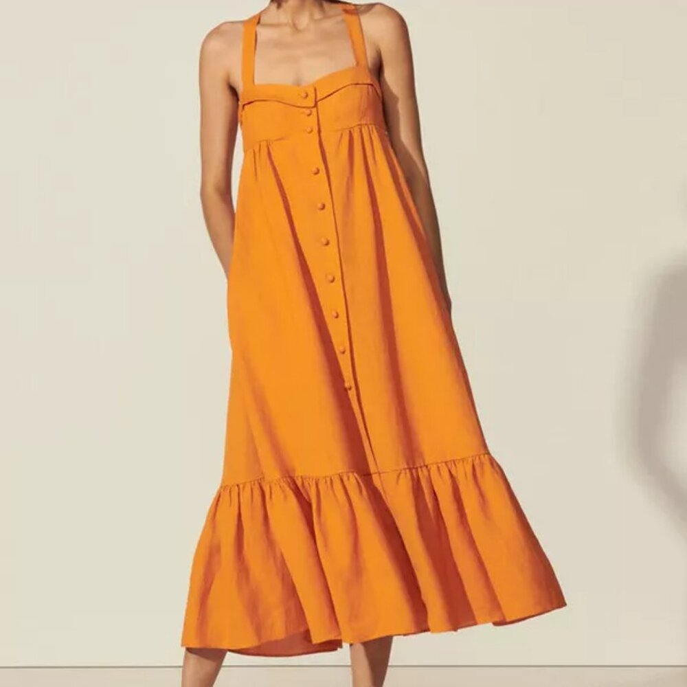 Sandro - Long buttoned dress with straps